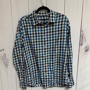 The North Face Men’s Blue Gingham Check Long Sleeve Button Up Shirt Medium EUC